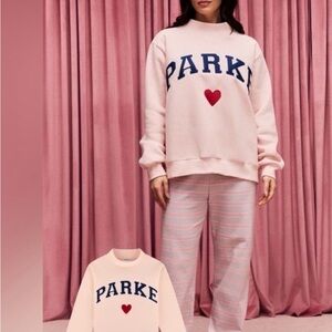 Parke Peony Heart Varsity Mockneck Sweater
